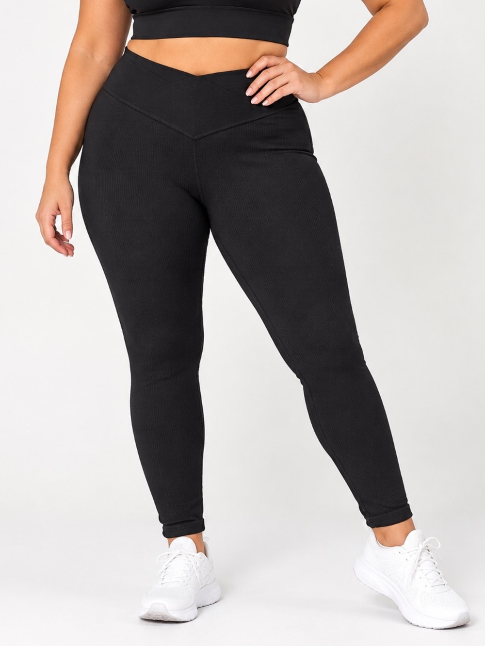 OQQ Women’s Black Seamless High Waist Leggings XL Stretch Workout Activewear